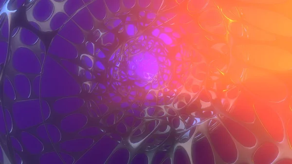 Abstract 3d rendering concept van hoge poly bol met chaotische maaswijdte raster cellulaire mulecular structuur. Sci-Fi achtergrond met veelhoekige vorm in lege ruimte met lichte goddelijke stralen. Futuristisch design bio — Stockfoto
