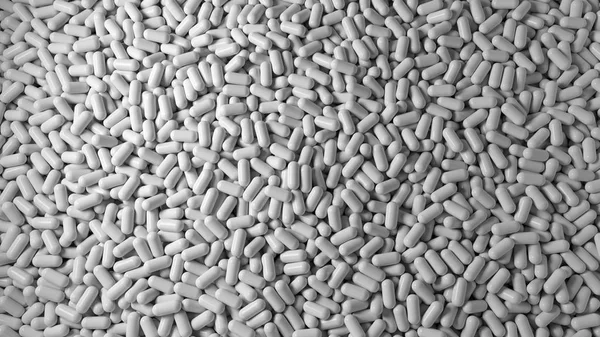 Heap of medicine pills. Background made from white pills or capsules 3d illustration texture — Stock Photo, Image