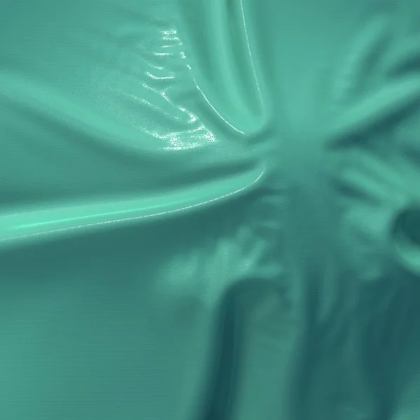 Absztrakt és fényes luxus selyem ruha formájában folyékony hullám redők. Szatén vagy bársony anyagi háttér népszerű Aqua Menthe szín. 3d illusztráció — Stock Fotó
