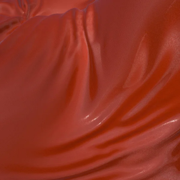 Paño de seda de lujo rojo abstracto y brillante en forma de onda líquida con pliegues. Fondo de material satinado o terciopelo en color Lava exuberante popular. ilustración 3d — Foto de Stock