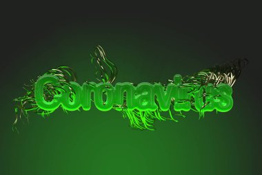 Farklı yönlerde büyüyen korkunç dokunaçları olan Coronavirus yazıtları. 3 boyutlu illüstrasyon. Virüs enfeksiyonu kavramı