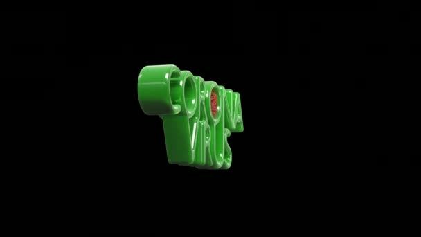 Coronavirus belettering gemaakt door groen vlees met schedel. 3d renderen naadloze lus animatie. 4k Hoogwaardige draaitafel — Stockvideo