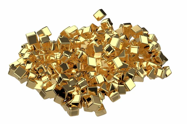 Großer Stapel Goldbarren in Form von Schachteln, 3D-Illustration isoliert auf weißem Hintergrund. konzeptionelle Darstellung von Erfolg, Wohlstand und Wohlstand — Stockfoto