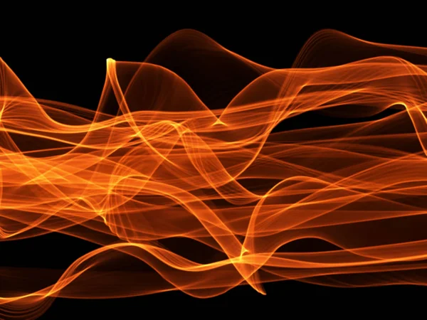 Абстрактний червоний хвилястий дим полум'я над чорним тлом — стокове фото