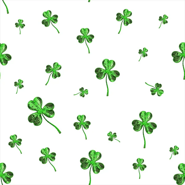 St. Patricks Day 3d hatás lóhere felett helyet a háttér. Dekoratív üdvözlés szutykos vagy képeslapot. Varrat nélküli textúra. 3D-s illusztráció — Stock Fotó