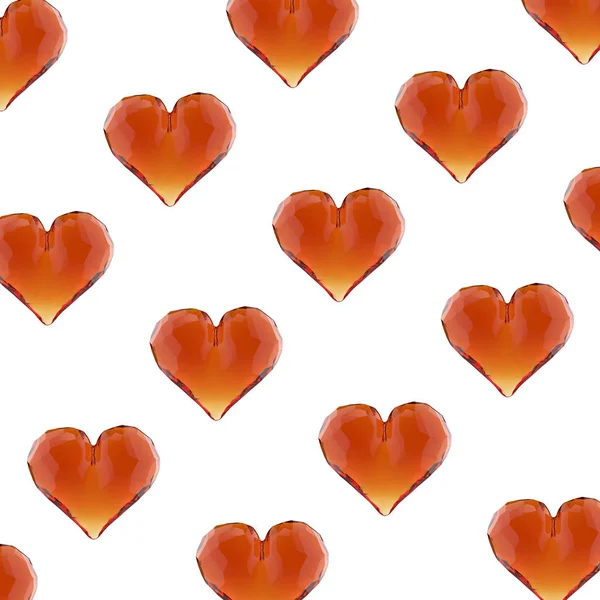 Vermelho jóia corações nuvem padrão isolado no fundo branco. Geométrico enrugado triangular baixo estilo poli gráfico 3d renderização ilustração. Raster design poligonal para o seu negócio — Fotografia de Stock