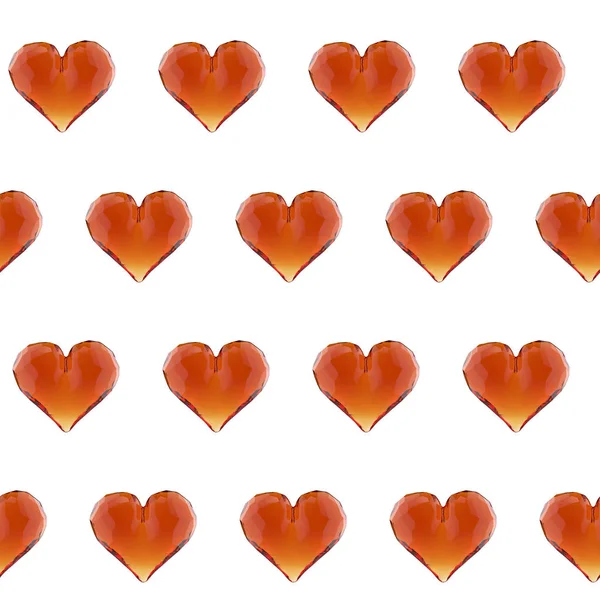 3d illustration gem heart seamless pattern. Valentines day background — 图库照片