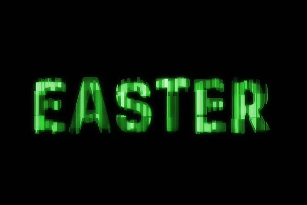 Happy Easter background with hitech glowing lettering over black background. Invitation realistic 3d illustration greeting card, ad, promotion, poster, flyer, web-banner, article, social media — Stock Photo, Image