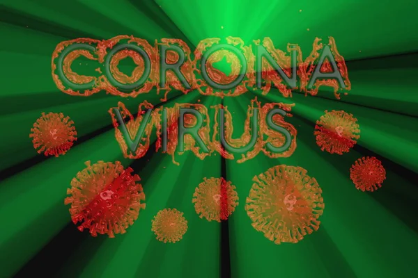 Coronavirus Wuhan, Κίνα COVID-19 επιγραφή γίνεται με αίμα με τα κύτταρα του στέμματος κάτω. Επιδημική κατάσταση 3d εικόνα απομονώνονται σε λευκό φόντο — Φωτογραφία Αρχείου