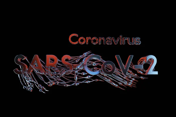 SARS-COV-2 Coronavirus Wuhan, Chiny Napis COVID-19. Stan epidemii Ilustracja 3d — Zdjęcie stockowe