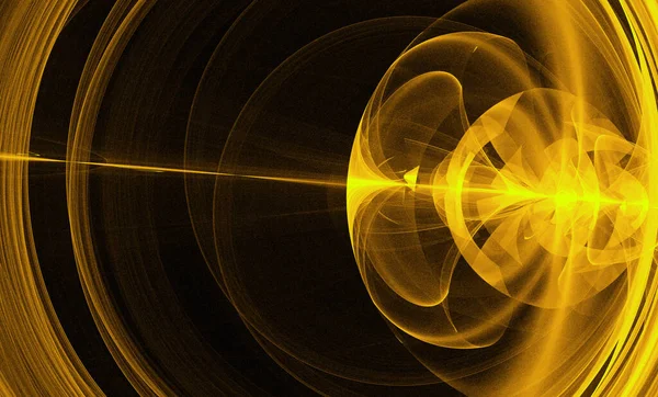 Líneas cósmicas retorcidas amarillas brillantes del neón que vuelan en el espacio. Los rizos de turbulencia fluyen movimiento colorido. Estructura de remolino de vórtice de astronomía fluida y suave. Fondo moderno creativo abstracto —  Fotos de Stock