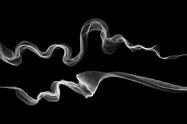 Abstract swirl white flame or Beautiful wavy smoke isolated over black background overlay. Fresh eco vawy set collection