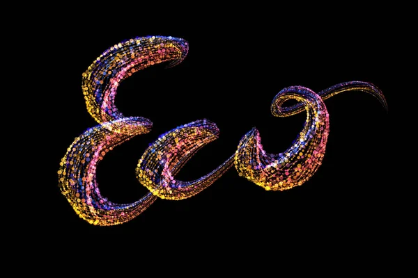 Het woord belettering Eco gemaakt door kleurrijke cirkels van confetti geïsoleerd op zwarte achtergrond — Stockfoto