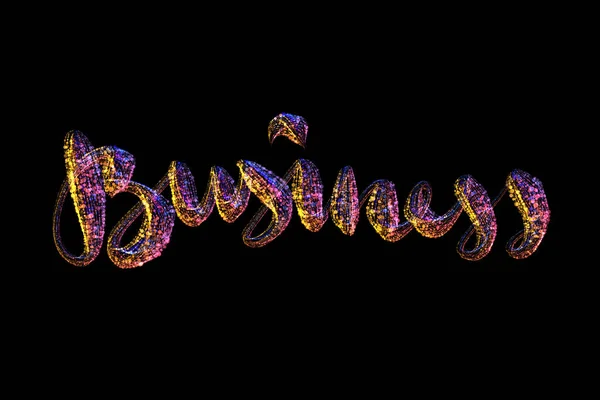 Słowo biznes napisane ozdobnym charakterem pisma. izolowany na czarnym tle — Zdjęcie stockowe