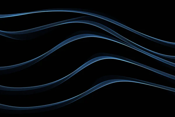 Astratto Eco fresco blu fumo linee di fiamma isolate su sfondo nero. Primavera sana illustrazione sovrapposizione — Foto Stock