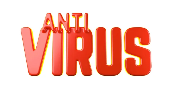 Texto antivírus sobre o Coronavirus COVID-19. Feito por plástico vermelho. Conceito de medicina isolado no fundo branco ilustração 3d — Fotografia de Stock