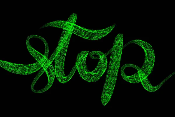 Stop It lettering bade by green and red particles isolated on black background — Stock Photo, Image