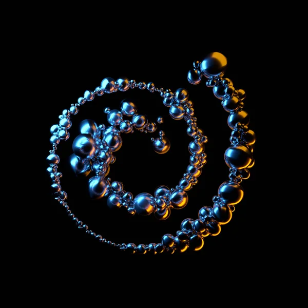 Abstract sieradenbroche cirkelvormige samenstelling van lage polybollen en lichte polygonen in de vorm van helix. Mockup frame voor uw ontwerp geïsoleerd op zwarte achtergrond 3d illustratie — Stockfoto