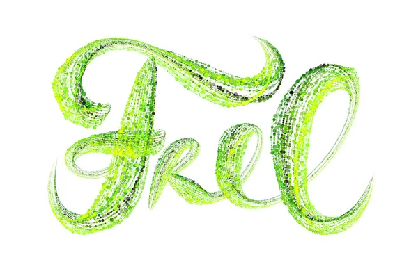 Вільне слово, написані зеленими яскравими частинками, ізольовані на білому тлі. Безкоштовна концепція продажу — стокове фото