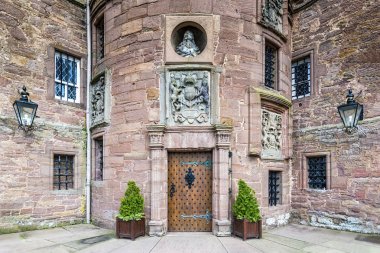 Glamis, United Kingdom - August 17, 2014: The entrance of Glamis Castle. clipart