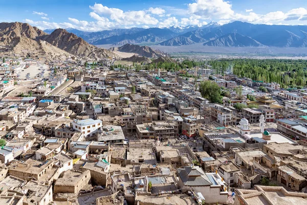 Luchtfoto Van Oude Stad Leh Ladakh India Lah Historische Hoofdstad — Stockfoto