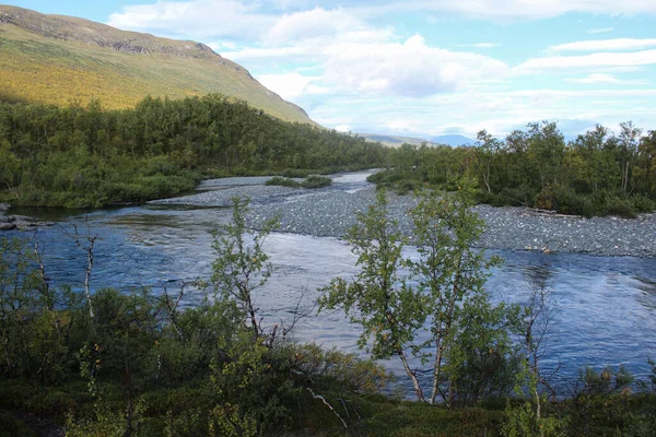 Огляд Річки Кунгследен Арктичній Тундрі Національний Парк Абіско Швеція — стокове фото