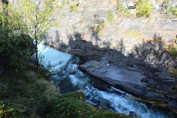 Visão Geral Rio Kungsleden Tundra Ártica Parque Nacional Abisko Noéry — Fotografia de Stock