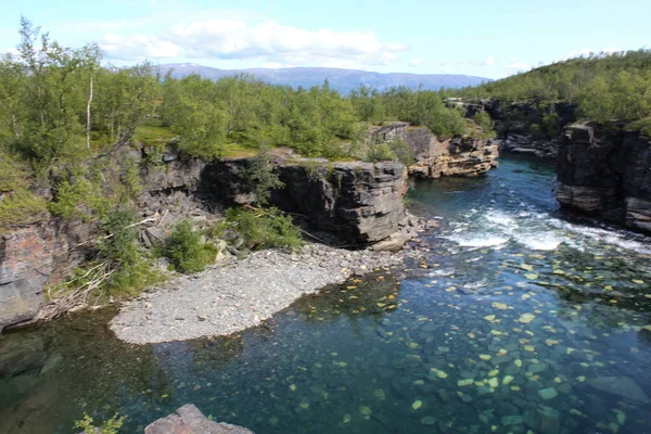 Visão Geral Rio Kungsleden Tundra Ártica Parque Nacional Abisko Noéry — Fotografia de Stock