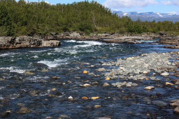 Visão Geral Rio Kungsleden Tundra Ártica Parque Nacional Abisko Noéry — Fotografia de Stock