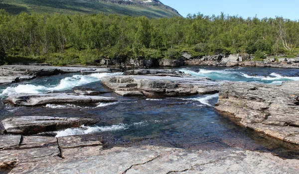 Přehled Řeky Kungsleden Arktické Tundře Národní Park Abisko Severní Švédsko — Stock fotografie