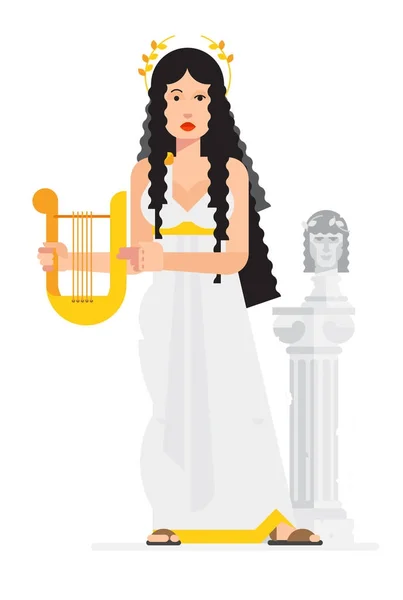 漫画のスタイルのギリシャの女神。白い背景の上の孤立したオブジェクト。ベクトルの図。フラットのベクター イラストです。文字デザイン. — ストックベクタ