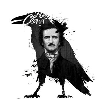 Edgar Allan Poe, drawing on isolated white background for print and web. Black and white composition and calligraphy for the interior. Painting graffiti on the wall. Design for a book or a collection of short stories. clipart