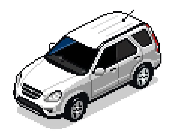 White machine painted in the technique of pixel art. A fashionable picture of a large size. — Stock Photo, Image