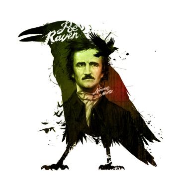 Edgar Allan Poe, drawing on isolated white background for print and web. Illustration, calligraphy for the interior. Painting graffiti on the wall. Design for a book or a collection of short stories. clipart