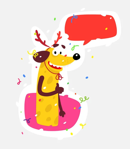 Yellow dog is the symbol of the new year. Vector illustration in a flat style. Sticker of a silly dog. The image is isolated from the background. Character for print, web and messengers. Emoji is a symbol. — Stock Vector