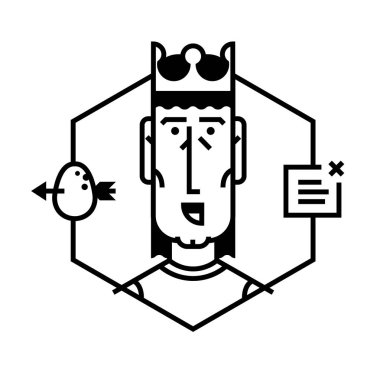 Düz bir stil kafasına Illustration. Beyaz arka plan üzerinde izole vektör simgesi. Yansıma patronu'nun patron site ve basın için hazırdır. Şirket karakter. Moda resim 