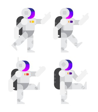 Lardan, karikatür tarzı astronotlar. Vektör karakter. Düz illüstrasyon. Karakter beyaz bir arka plan üzerinde izole. Androidler reklam, Web ve baskı için Illustration. Maskot şirket. Rozeti. Amblem.