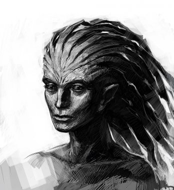 Illustration karakter. Bir kız ya da erkek. Bir kitap, bir site ve bir baskı için görüntü. Karakter oyun için. Müzik albümünün kapak. Siyah beyaz portre. Gösterim amacıyla grafiti duvar.