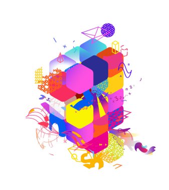 The style of abstract art, Suprematism, modern street art and graffiti. The design element is isolated on a white background, suitable for printing and web design. Geometric elements. clipart