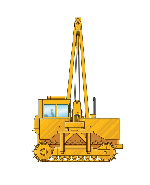 Drawing of a construction crane. Illustration of special equipment. Set of icons. Amazing illustration for website, print and project. Illustrations isolated on white background. The flat vector. — Stock Vector