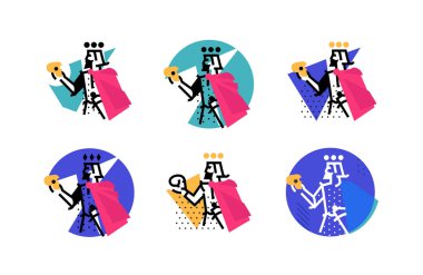 Tiyatro stüdyosu için logo. Bir kafatası ile bir Hamlet Illustration. Shakespeare eserleri kahramanı. Vektör düz logosunun. Sahne Alanı'ndaki Kral'ın karakter. Renk seçenekleri. Soyut modern logosu.