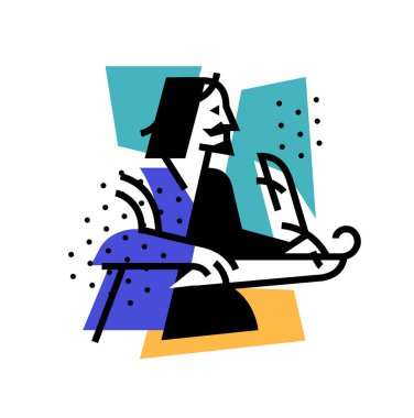 Yazar, şair Illustration. Edebiyat kulübü için logo simge. Ne örnek bir dövme, site, poster, kartpostal. Görüntü izole beyaz arka plan üzerinde. Vektör çizim.