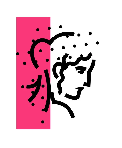 Logo de la cabeza femenina. Icono lineal de mujer. Ilustración plana vectorial. Logo para salón de belleza, estudio, spa. Imagen abstracta . — Archivo Imágenes Vectoriales