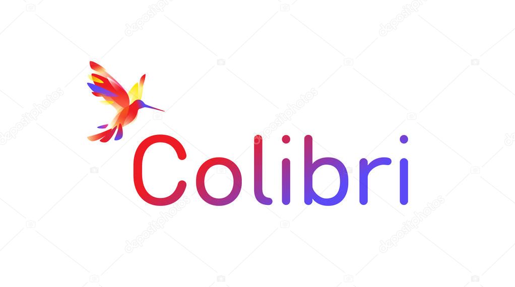 The Colibri logo. Vector illustration. Logo isolated on white background. Pink Gradient Bunny Hummingbird. Logo for the company, studio. Talisman, emblem. A modern bird image for the site and the press.