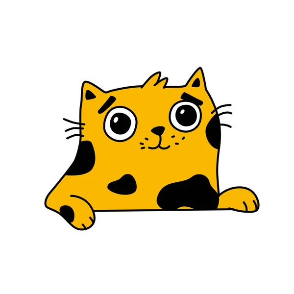 Illustrazione Gattino Carino Vettore Gatto Giallo Carino Stile Kawaii Piatto — Vettoriale Stock