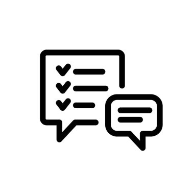 Sohbet ikonu, SMS mesajları. Beyaz arkaplanda vektör simgeleri. Moda doğrusal simgesi. Web sitesi ve yazdırma simgesi. Logo, amblem, sembol. Arayüz ögesi.