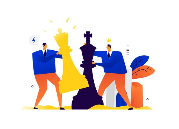 Illustration Von Geschäftsleuten Beim Schachspiel Wettbewerb Der Wirtschaft Vektor Metapher — Stockvektor
