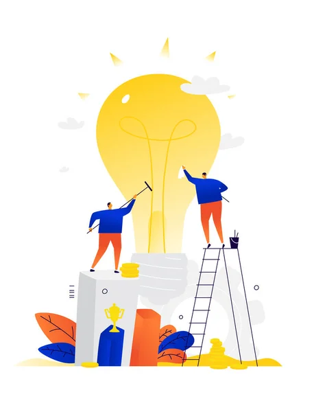 Ilustración Empresarios Creando Nuevas Ideas Vector Una Metáfora Dos Personas — Vector de stock