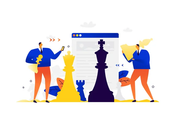 Ilustrace Obchodníků Hrajících Šachy Soutěž Podnikání Vektor Metafora Vývoj Rozhraní — Stockový vektor