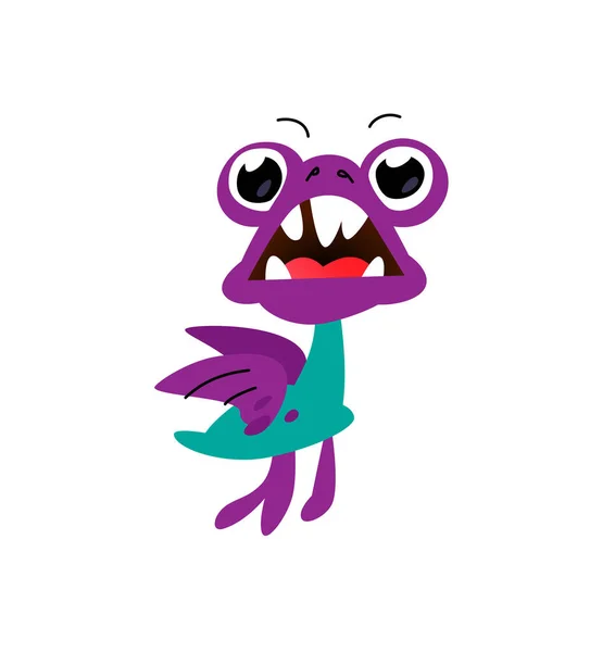 Personagem Monstro Tartaruga Engraçado Vector Mascote Marca Dinossauro Olhos Grandes —  Vetores de Stock